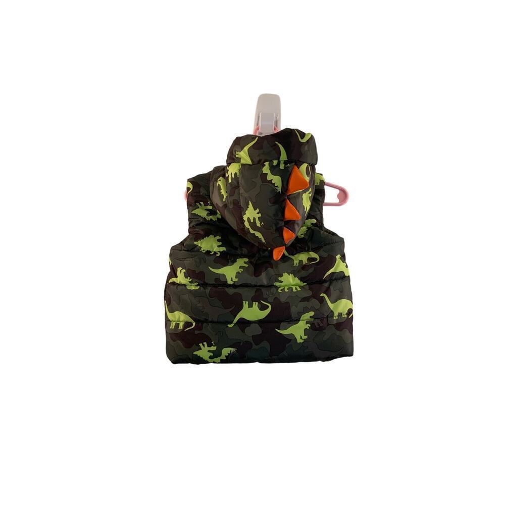 MEMBER’S MARK Boy’s Camo Dinosaur Full Zip Hooded Puffer Vest / Size: 12 Months - Picture 2 of 9